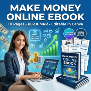 Make Money Online Ebook PLR MRR English | 111 Page Canva Editable Digital Product | Passive Income Resell Rights