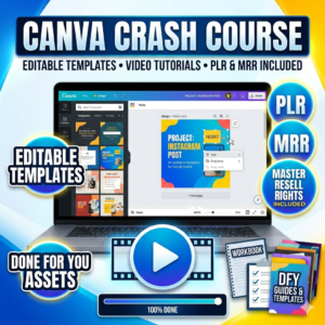 Canva Crash Course With MRR, PLR, Master Resell and Private Label Rights, How To Use Canva, Editable Template, Video Tutorials,Rebrand, DFY