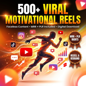 500+ Viral Motivational Reels: Faceless Content, MRR + PLR License (Digital Download