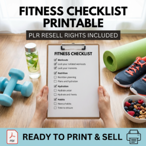 Fitness Checklist Printable with PLR Resell Rights.