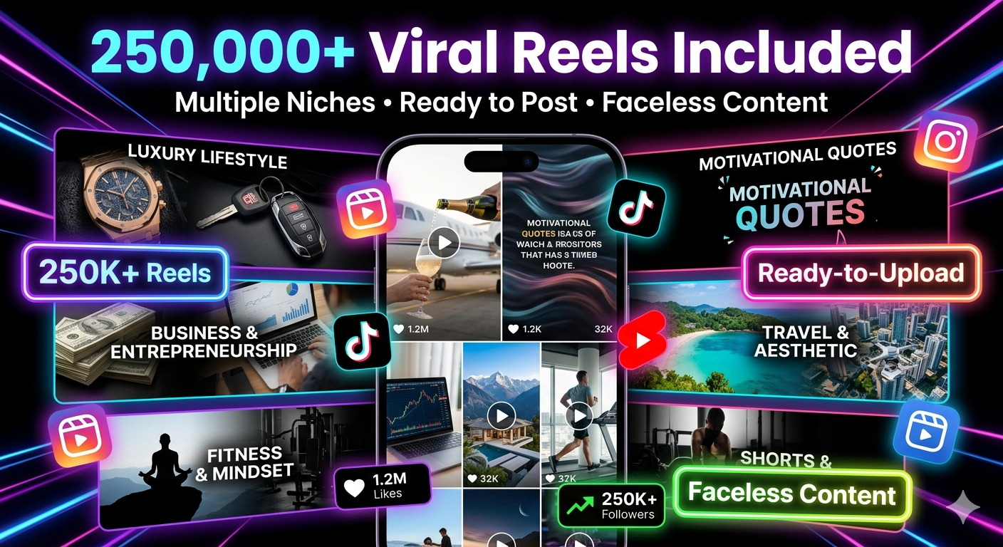 250,000+ Viral Reels Mega Bundle (PLR/MRR) | Faceless Reels Content | Instagram Reels, TikTok & YouTube Shorts | Digital Download - Image 3