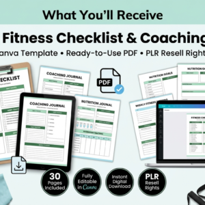 Fitness Checklist Printable with PLR Resell Rights.
