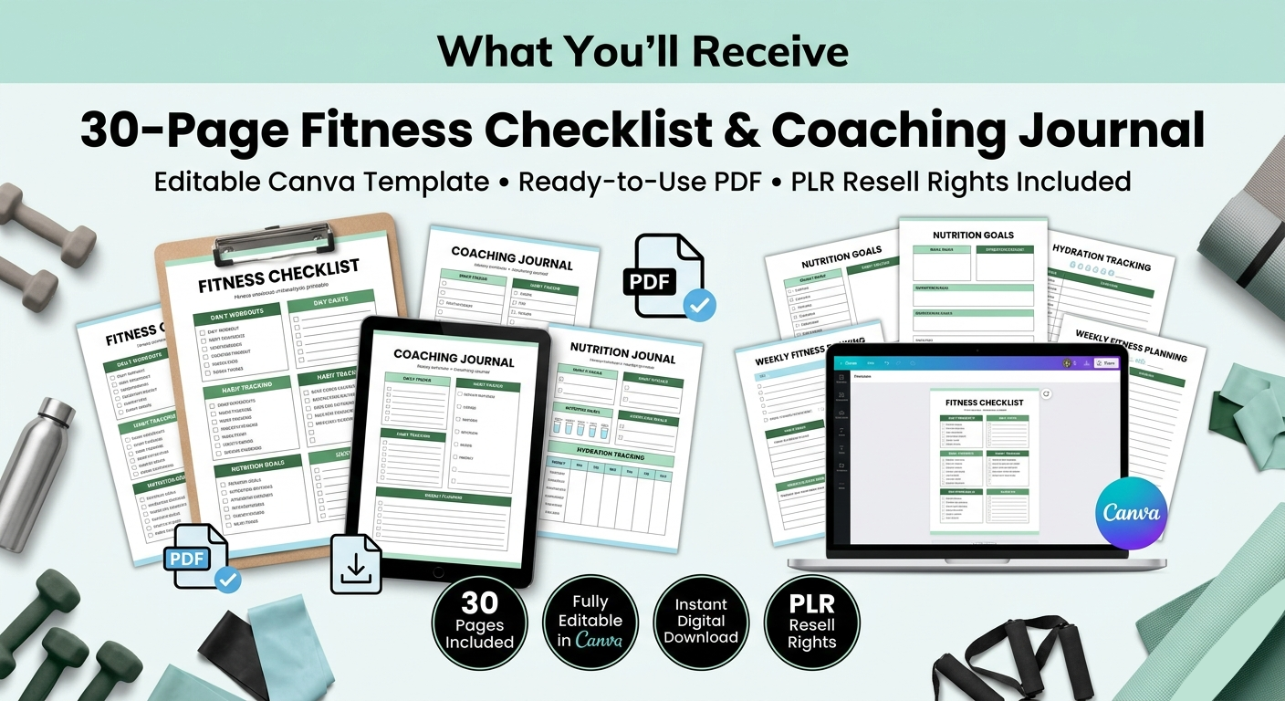 Fitness Checklist Printable with PLR Resell Rights. - Image 2