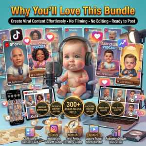 300 AI Baby Podcast Reels | Viral TikTok, Instagram, YouTube (Instant Download)