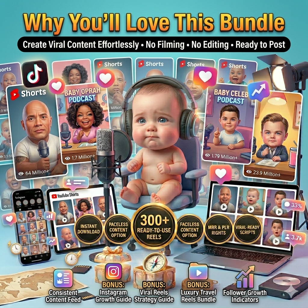 300 AI Baby Podcast Reels | Viral TikTok, Instagram, YouTube (Instant Download) - Image 2
