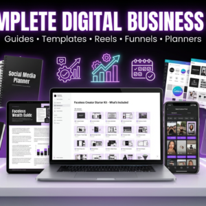 Faceless Creator Starter Kit | PLR & MRR Digital Products, Done For You DFY Canva Templates for Passive Income
