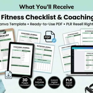 Fitness Checklist Printable with PLR Resell Rights.
