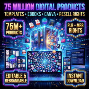 75 Million Digital Products Bundle | MRR PLR Resell Rights (Canva Templates, Ebooks)