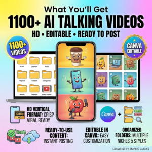 1200+ AI Talking Object Videos | Viral Reels Bundle PLR MRR | Faceless Content Pack for TikTok, Instagram Reels & YouTube Shorts