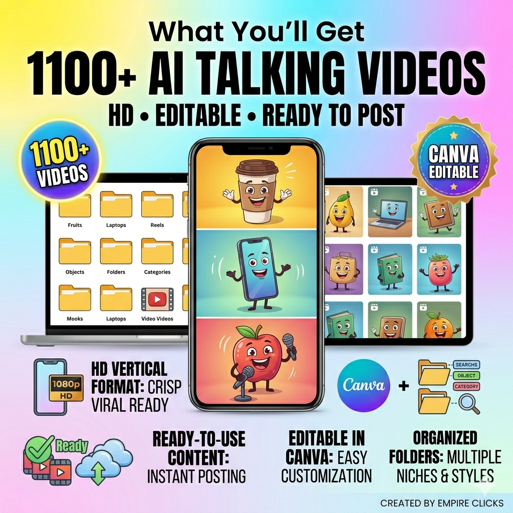 1200+ AI Talking Object Videos | Viral Reels Bundle PLR MRR | Faceless Content Pack for TikTok, Instagram Reels & YouTube Shorts - Image 2